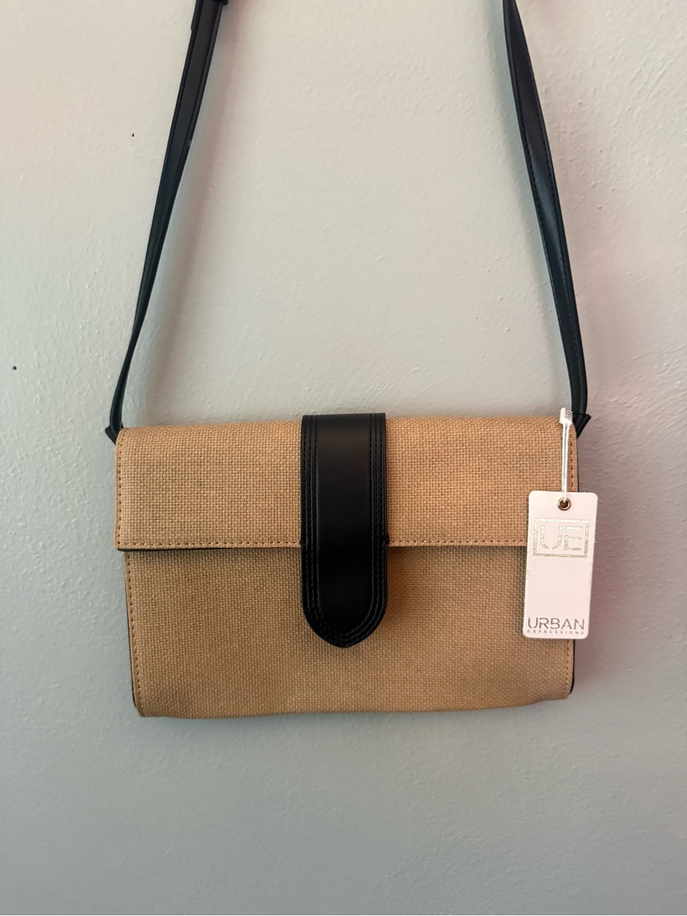 Urban Expressions Tan Crossbody with Black Strap